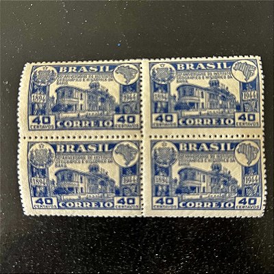 Quadra de Selos Comemorativos do Brasil - 50 anos do Instituto Geográfico e Histórico da Bahia - 1945 - Novos - ref.2837