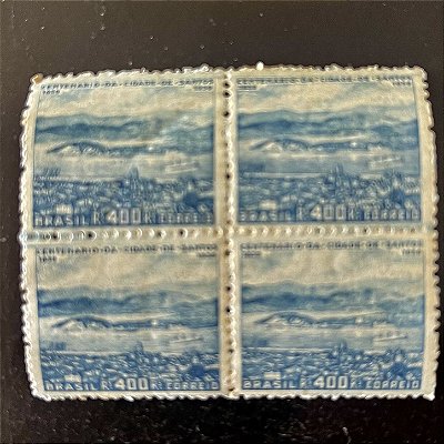 Quadra de Selos Comemorativos do Brasil - Centenário da Cidade de Santos - SP - 1939 - Novos - ref.2838
