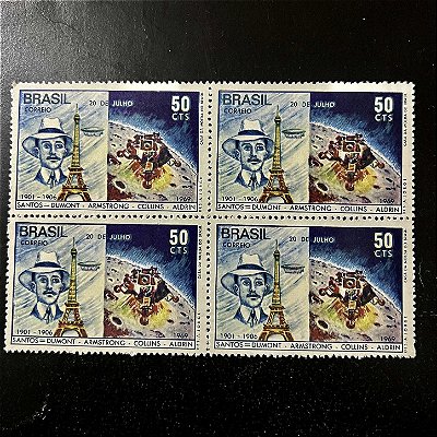 Quadra de Selos Comemorativos do Brasil - Semana da Asa -Nascimento de Santos Dumont - 1969 - Novos - ref.2838