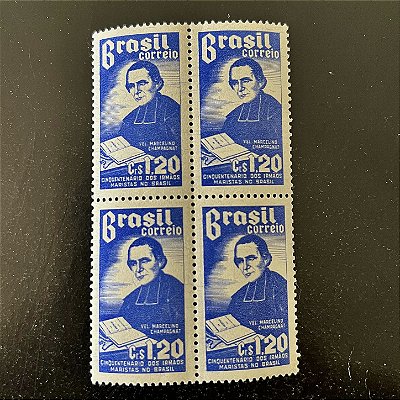Quadra de Selos Comemorativos do Brasil - Cinquentenário da Chegada dos Irmãos Maristas ao Brasil - 1954 - Novos - ref.2842