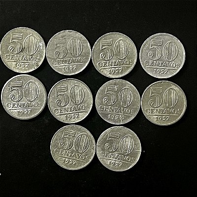 10 Moedas do Brasil - 50 Centavos - 1952 - Aluminio - Mbc - ref.2873
