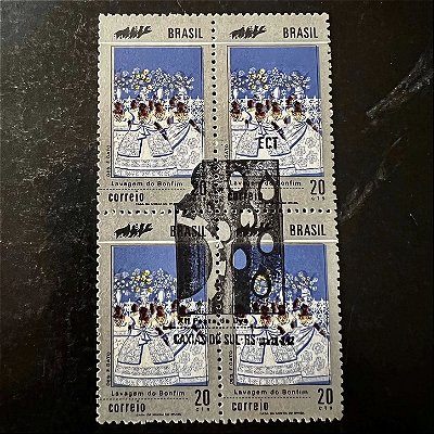 Quadra de Selos Comemorativos do Brasil - Promoção do Turismo Nacional - Lavagem do Bomfim - 1972 - com carimbo comemorativo - ref.2888