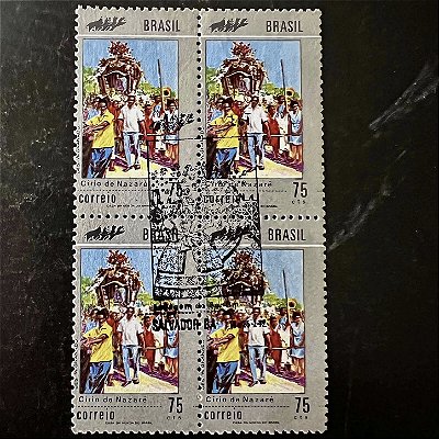 Quadra de Selos Comemorativos do Brasil - Promoção do Turismo Nacional - Cirio de Nazaré - 1972 - com carimbo comemorativo - ref.2889