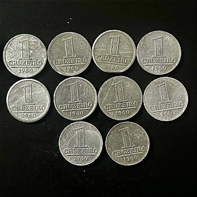 10 Moedas do Brasil - 1 Cruzeiro - 1960 - Aluminio - Mbc - ref.2904