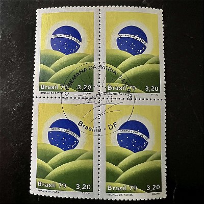 Quadra de Selos Comemorativos do Brasil -Semana da Patria - 1979 - com carimbo comemorativo - ref.2913