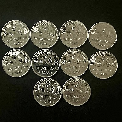 10 Moedas do Brasil - 50 Cruzeiros - 1983 - Aço Inoxidavel - Mbc - ref.2918