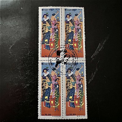 Quadra de Selos Comemorativos do Brasil - Divulgação das Artes Cenicas - 1988 - com carimbo comemorativo - ref.2943