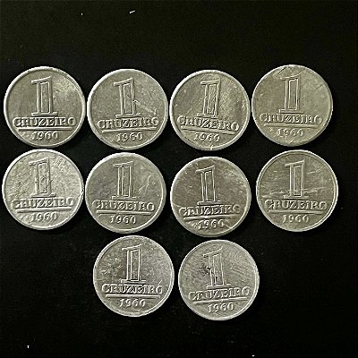 10 Moedas do Brasil - 1 Cruzeiro - 1960 - Aluminio - Mbc - ref.2945