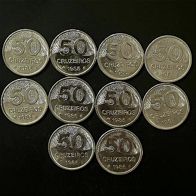 10 Moedas do Brasil - 50 Cruzeiros - 1985 - Aço Inoxidavel - Mbc - ref.2948