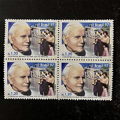 Quadra de Selos Comemorativos do Brasil - II Encontro Mundial do Papa João Paulo II com as Familias - 1997 - Mint - ref.2966