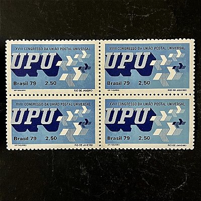 Quadra de Selos Comemorativos do Brasil - XVIII Congresso da União Postal Universal - UPU - Simbolo da ECT - 1979 - Mint - ref.2972