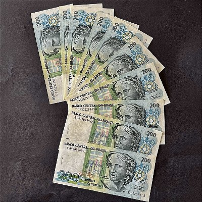 10 Cédulas do Brasil - 200 Cruzeiros - Republica I Centenario - FE - ref.2982