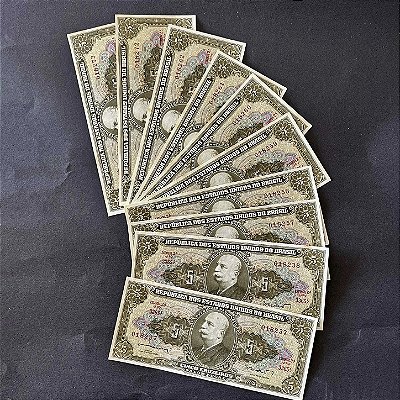 10 Cédulas do Brasil - 5 Cruzeiros - Barão do Rio Branco - Mbc - ref.2983
