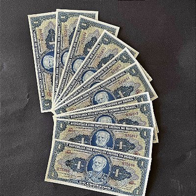 10 Cédulas do Brasil - 1 Cruzeiro - Marques de Tamandaré - Sob ref.2986