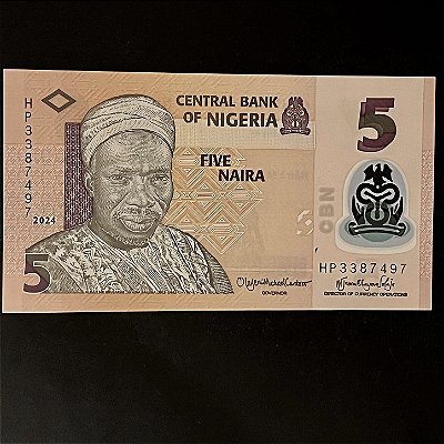 Cédula Estrangeira - 5 Naira - Central Bank of Nigéria - Polímero - FE - ref.2999
