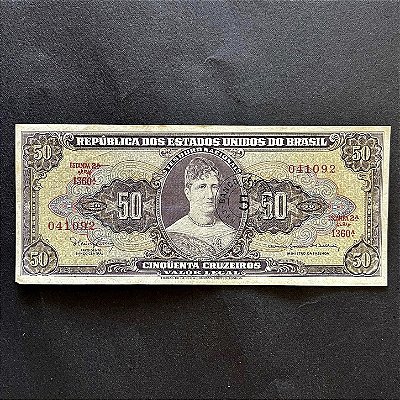 Cédula do Brasil - 50 Cruzeiros - carimbo 5 centavos - Princesa Isabel - Sob - ref.3004