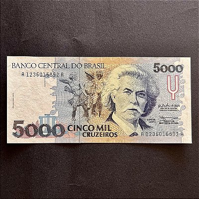 Cédula do Brasil -5.000 Cruzeiros - Carlos Gomes - FE - ref.3018
