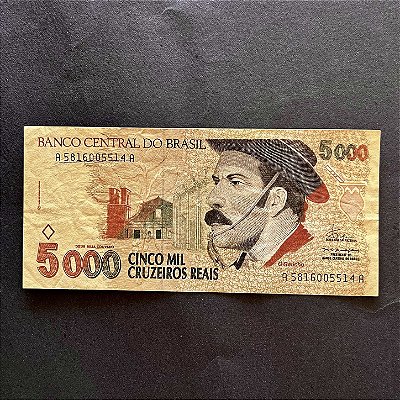 Cédula do Brasil - 5.000 Cruzeiros Reais - O Gaucho - Sob - ref.3027