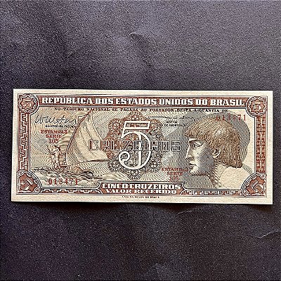 Cédula do Brasil - 5 Cruzeiros - Indio - FE - ref.3034
