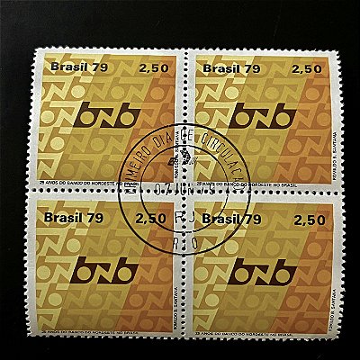 Quadra de Selos Comemorativos do Brasil - 25 Anos do Banco do Nordeste do Brasil - 1979 - com carimbo 1o.Dia - ref.3034