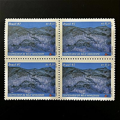 Quadra de Selos Comemorativos do Brasil - Centenario da Cidade de Belo Horizonte - 1997 - Mint - ref.3037