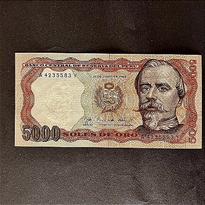Cédula Estrangeira - Banco Central Del Peru - 5.000 Soles de Oro - 1985 - FE - ref.3049