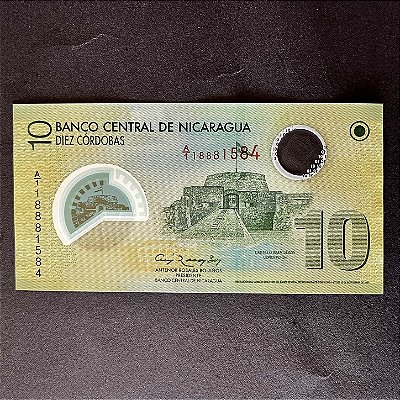 Cédula Estrangeira - Banco Central da Nicaragua - 10 Córdobas de Polimero - FE - ref.3051