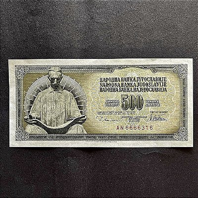 Cédula Estrangeira - Cédula Antiga de 500 Dinares da Iugoslavia - National Bank of Yugoslavia - FE - ref.3069