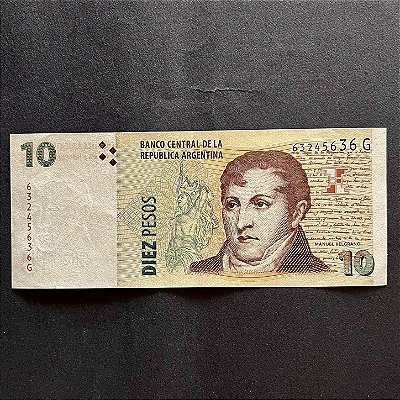 Cédula Estrangeira - Diez Pesos - Banco Central de la Republica Argentina - Mbc - ref.3071