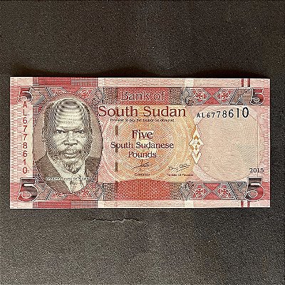 Cédula Estrangeira - 5 Libras Sul-Sudanesas - Bank of South Sudan - FE - ref.3073