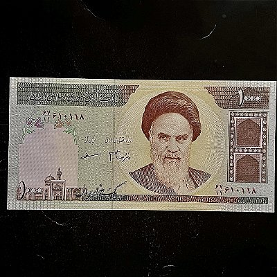 Cédula Estrangeira - 1.000 Riais do Irã - Aiatola Ruhollah Khomeini -FE - ref.3078