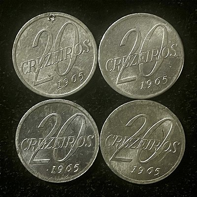 04 Moedas do Brasil - 20 Cruzeiros - 1965 - Aluminio - Mbc - ref.3101