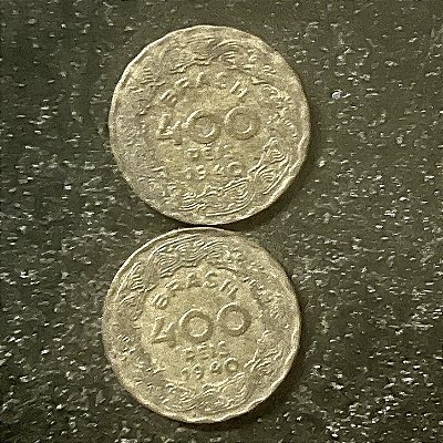 02 Moedas do Brasil - 400 Réis - 1940 - Cupro Niquel - Mbc - ref.3102
