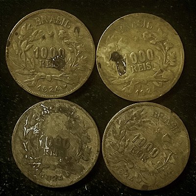 04 Moedas do Brasil - 1.000 Réis - 1924 - Aluminio Bronze - Mbc - ref.3103