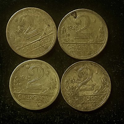 04 Moedas do Brasil - 2 Cruzeiros - 1945 - Aluminio Bronze - Mbc - ref.3105