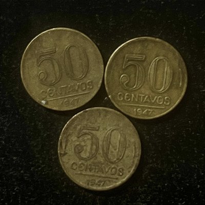 03 Moedas do Brasil - 50 Centavos - 1947 - Aluminio Bronze - Mbc - ref.3106