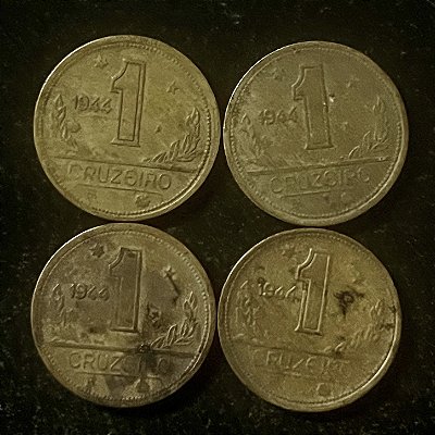 04 Moedas do Brasil - 1 Cruzeiro - 1944 - Aluminio Bronze - Mbc - ref.3107