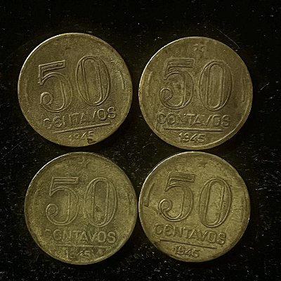 04 Moedas do Brasil - 50 Centavos - 1945 - Getulio Vargas - Aluminio Bronze - Mbc - ref.3109