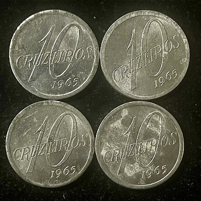 04 Moedas do Brasil - 10 Cruzeiro - 1965 - Aluminio - Mbc - ref.3111