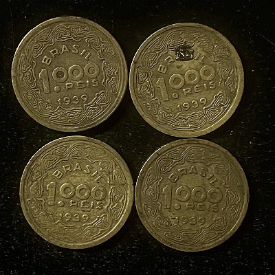 04 Moedas do Brasil - 1.000 Réis - 1939 - Tobias Barreto - Aluminio Bronze - Mbc - ref.3113
