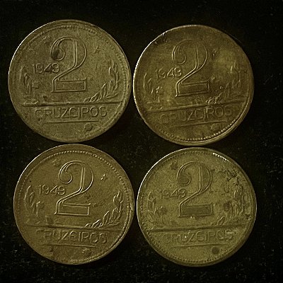04 Moedas do Brasil - 2 Cruzeiros- 1949 - Aluminio Bronze - Mbc - ref.3114
