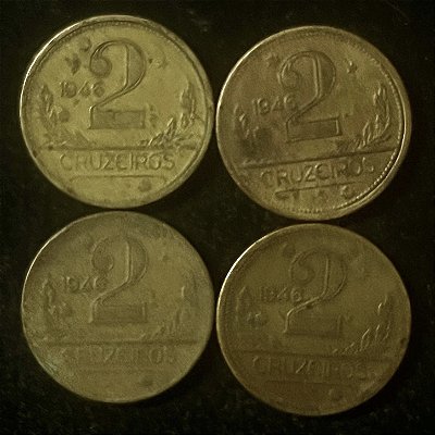 04 Moedas do Brasil - 2 Cruzeiros - 1946 - Aluminio Bronze - Mbc - ref.3119