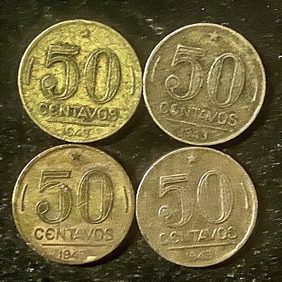 04 Moedas do Brasil - 50 Centavos - 1943 - Getulio Vargas - Aluminio Bronze - Mbc - ref.3122