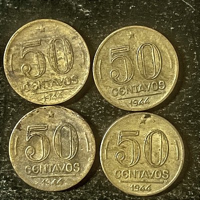 04 Moedas do Brasil - 50 Centavos - 1944 - Getulio Vargas - Aluminio Bronze - Mbc - ref.3124