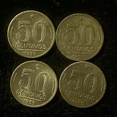 04 Moedas do Brasil - 50 Centavos - 1955 - Presidente Dutra - Aluminio Bronze - Mbc - ref.3125