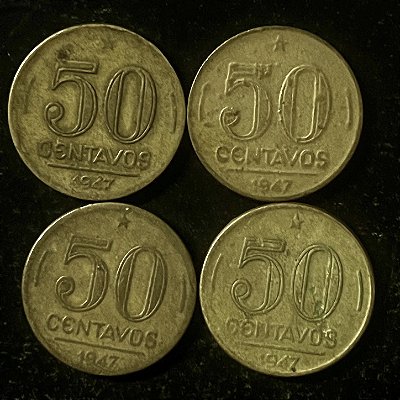 04 Moedas do Brasil - 50 Centavos - 1947 - Getulio Vargas - Aluminio Bronze - Mbc - ref.3127