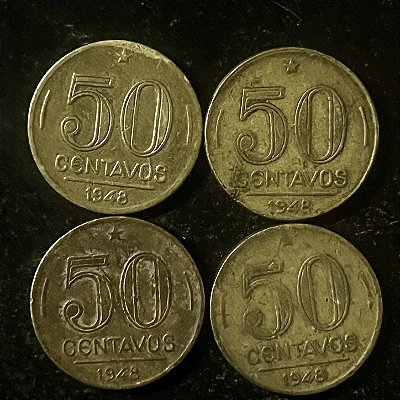 04 Moedas do Brasil - 50 Centavos - 1948 - Presidente Dutra - Aluminio Bronze - Mbc - ref.3128