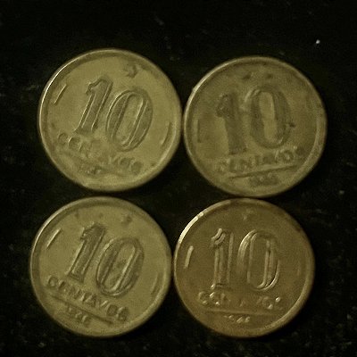 04 Moedas do Brasil - 10 Centavos - 1946 - Getulio Vargas - Aluminio Bronze - Mbc - ref.3130