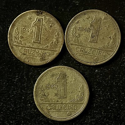 03 Moedas do Brasil - 1 Cruzeiro - 1949 - Aluminio Bronze - Mbc - ref.3131