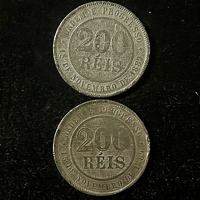 02 Moedas do Brasil - 200 Réis - 1895 - Cupro Niquel - Mbc - ref.3133